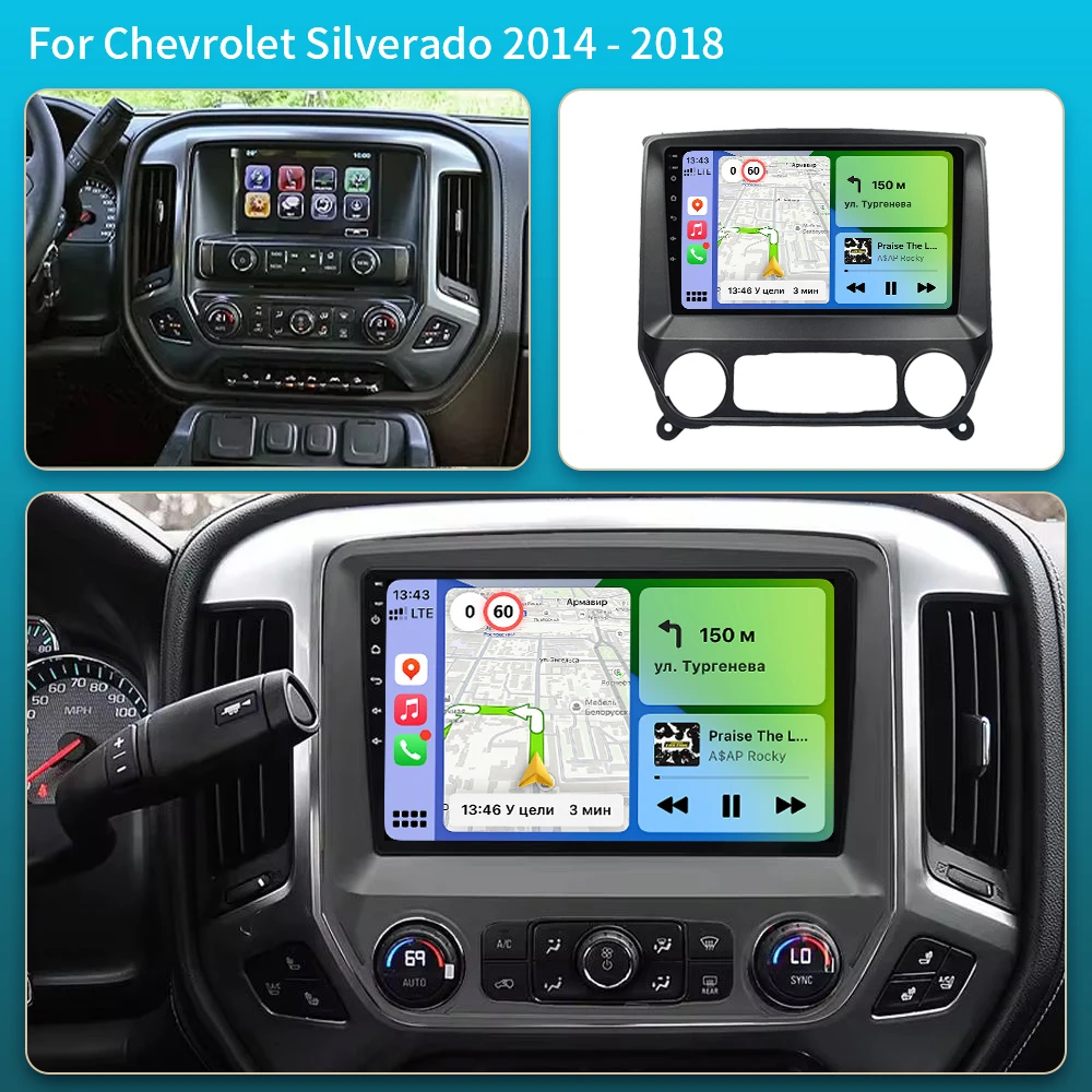 Android 16 Carplay Auto Car Radio Multimedia For Chevrolet Silverado 3 GMTK2 2014 2015 2016 2017 2018 Autoradio Stereo Head Unit