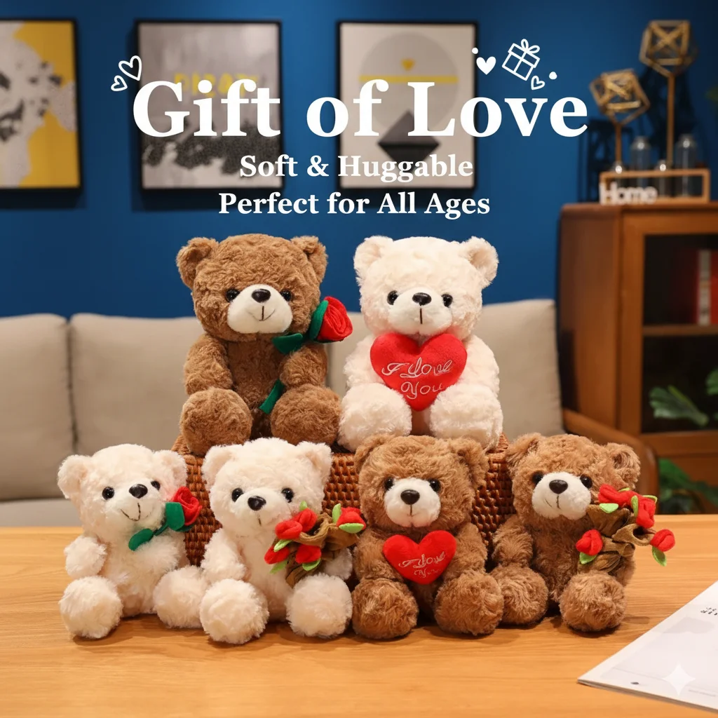 

15/25 см кавайный мультфильм аниме любовь роза медведь мягкая плюшевая игрушка детская пара медведь кукла ручной работы подарок на день Святого Валентина