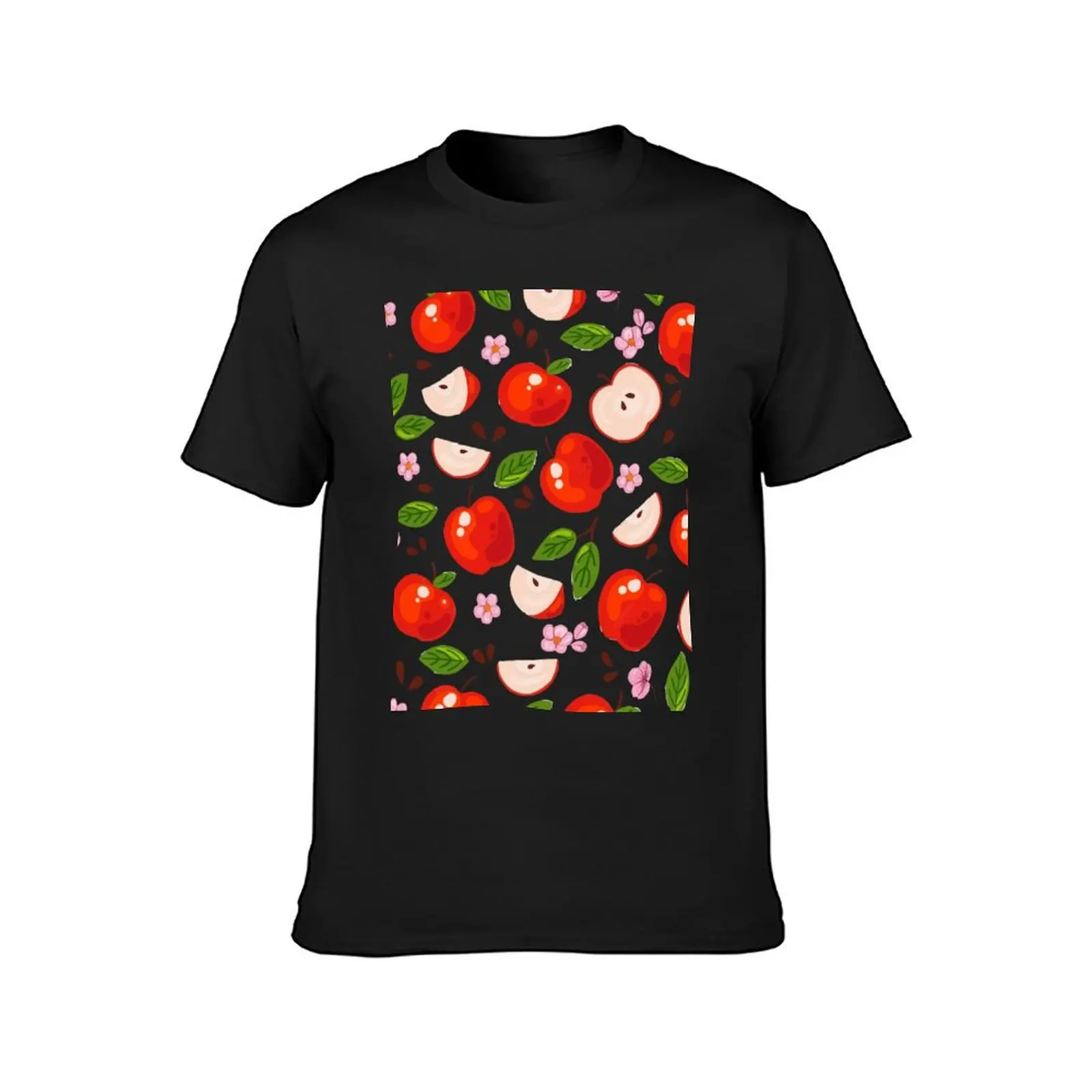 Apple and Flower Pattern T-Shirt oversized boys animal print tops Men's t-shirts