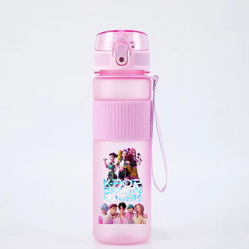 

KPop Demon Hunters 550ml Water Cup Girls Portable School Food Grade Cups fashion Frosted water bottle Outdoor Drinking Bottle