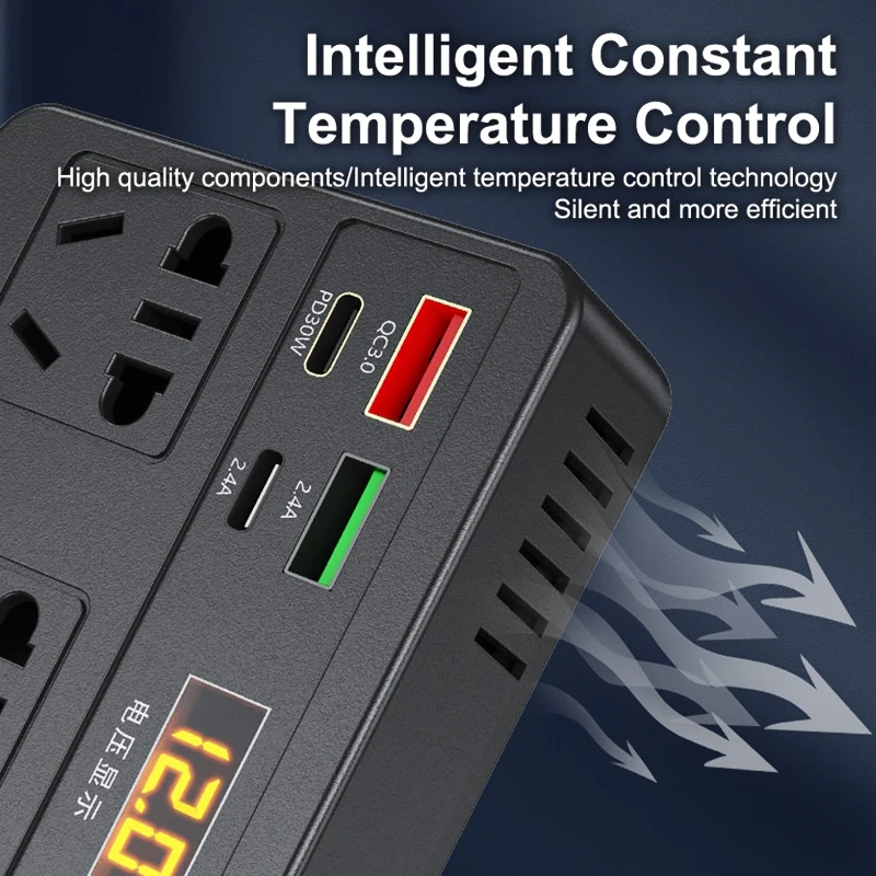 

200W Car Inverter 12V24V To AC 220V Power Adapter Converter QC3.0 USB/PD/Type-C Charger Sockets Fast Charging Vehicles Inverter