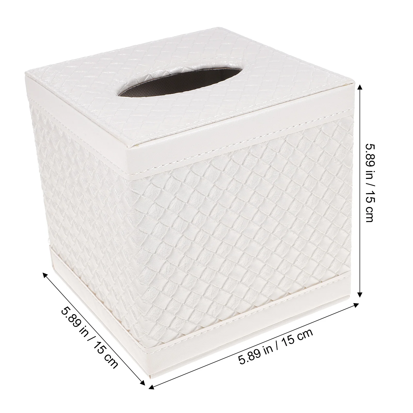 1Pcs White Quilted Tissue Box Cover Square Elegant Functional Decor Box for Home Office Hotel Room Stylish Tissues