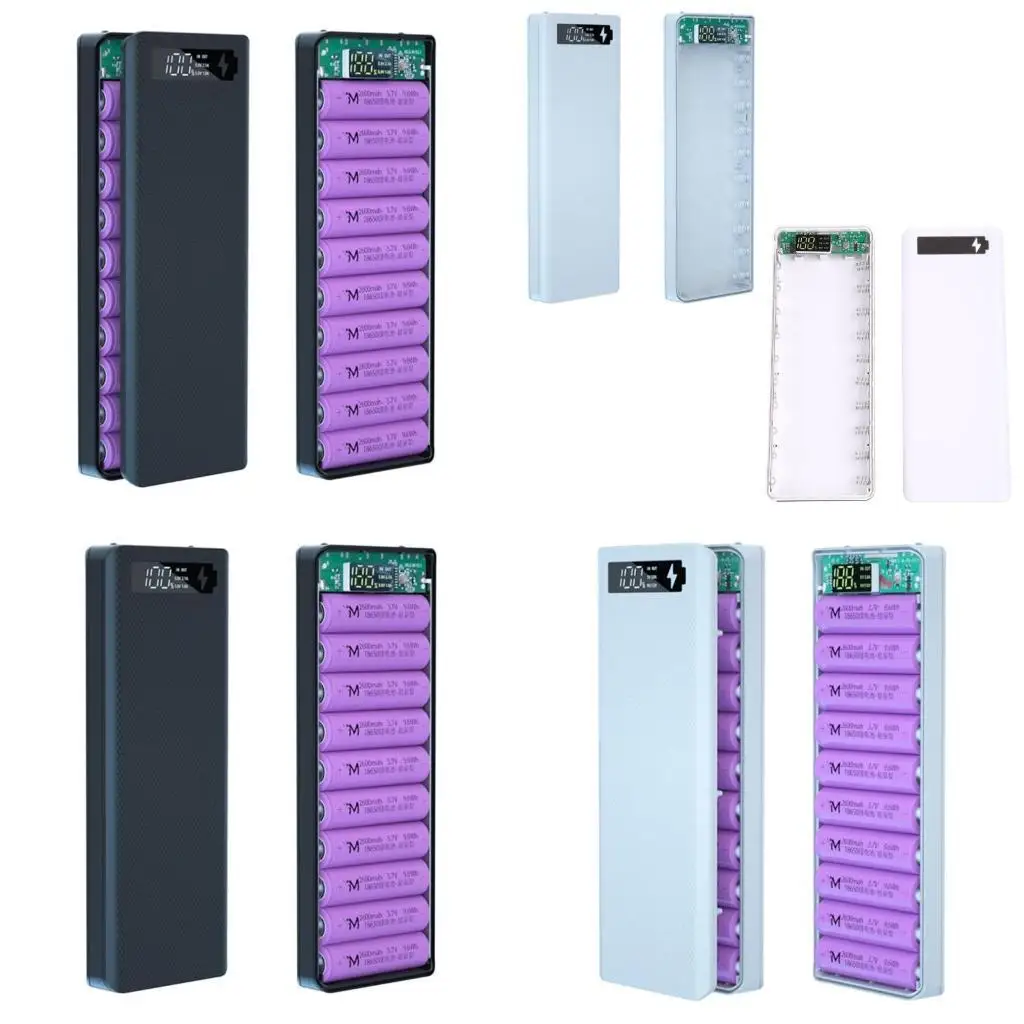 

R53C Съемный QC3.0 USB LCD -дисплей DIY 10x18650 Аккумулятор для корпуса Powerbank для переносной внешней коробки Shell без