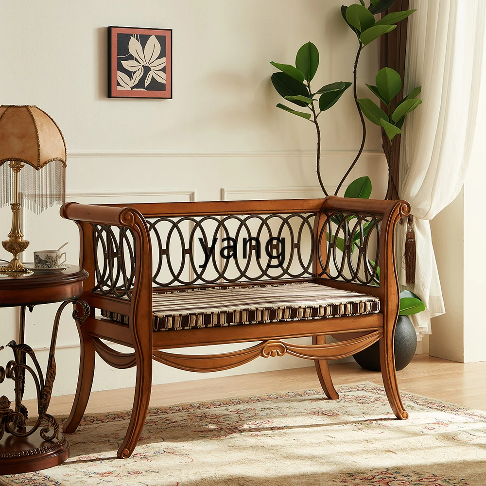LTT ，American retro solid wood double sofa chair balcony casual back chair