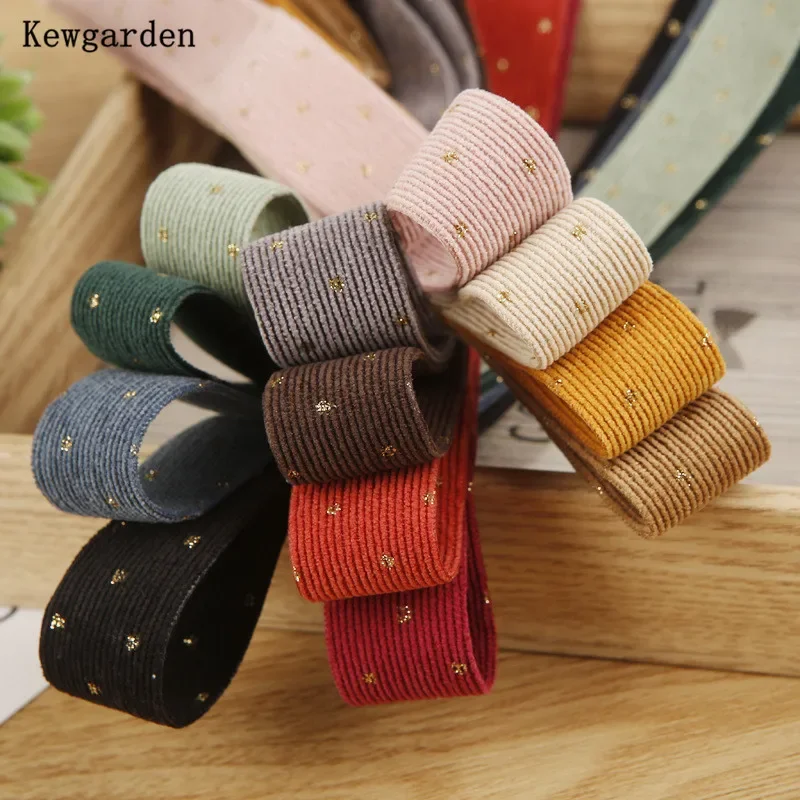 

Kewgarden Corduroy Fabric Bronzing Dot Ribbons 1" 1.5" 38mm 25mm 10mm DIY Hair Bowknot Accessories Handmade Tape Webbing 10 Yard