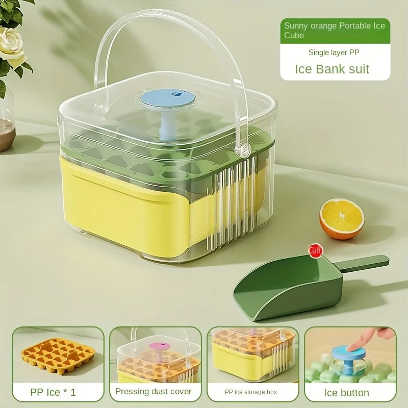Portable No Electricity Ice Cube Box Easy Press Lid Double Layer Ice Tray Refrigerator Space Saving Home Storage Organizer