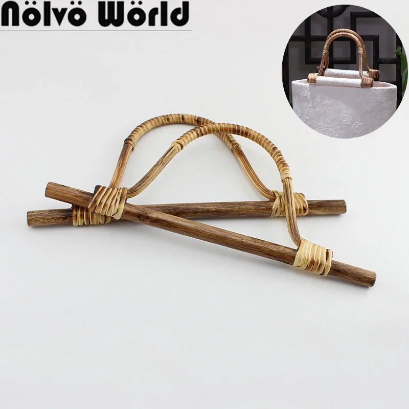 2-20Pcs 16X13cm,28X14cm Natural Rattan Handle Handmade Woven Purse Handbag D Shape Portable Bag Strap Tote DIY Frame Accessories