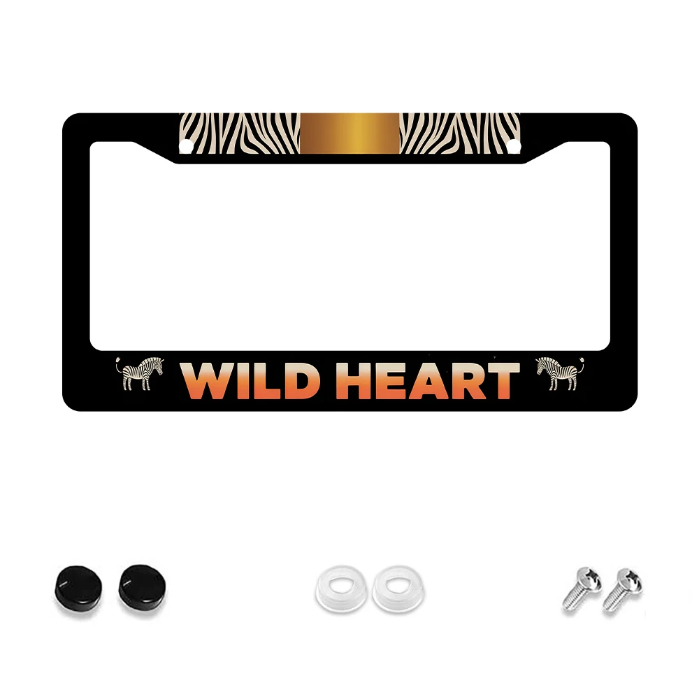 

1 шт. Черно-золотая рамка номерного знака с узором зебры, 2 отверстия, алюминиевый материал, 6x12 дюймов с набором винтов, ретро-новинка, автомобиль D