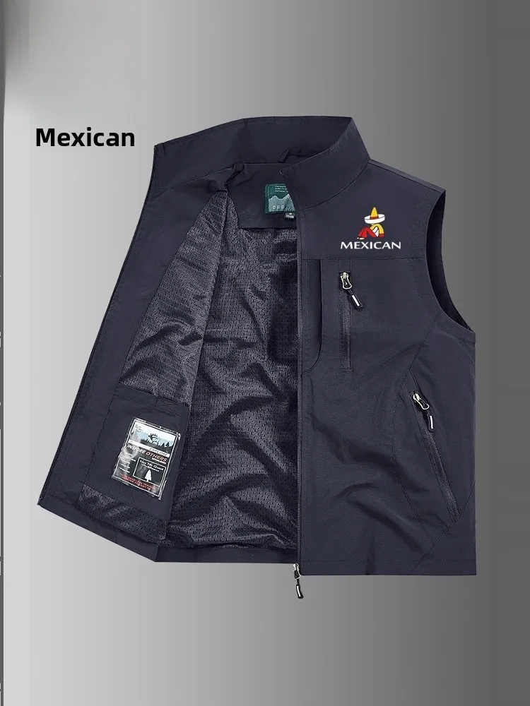 

Легкий весенне-осенний мужской жилет Outdoor Fiing Jaet Mexican St Man 2025 New Sle Faion Urban Youth Casual Polye...