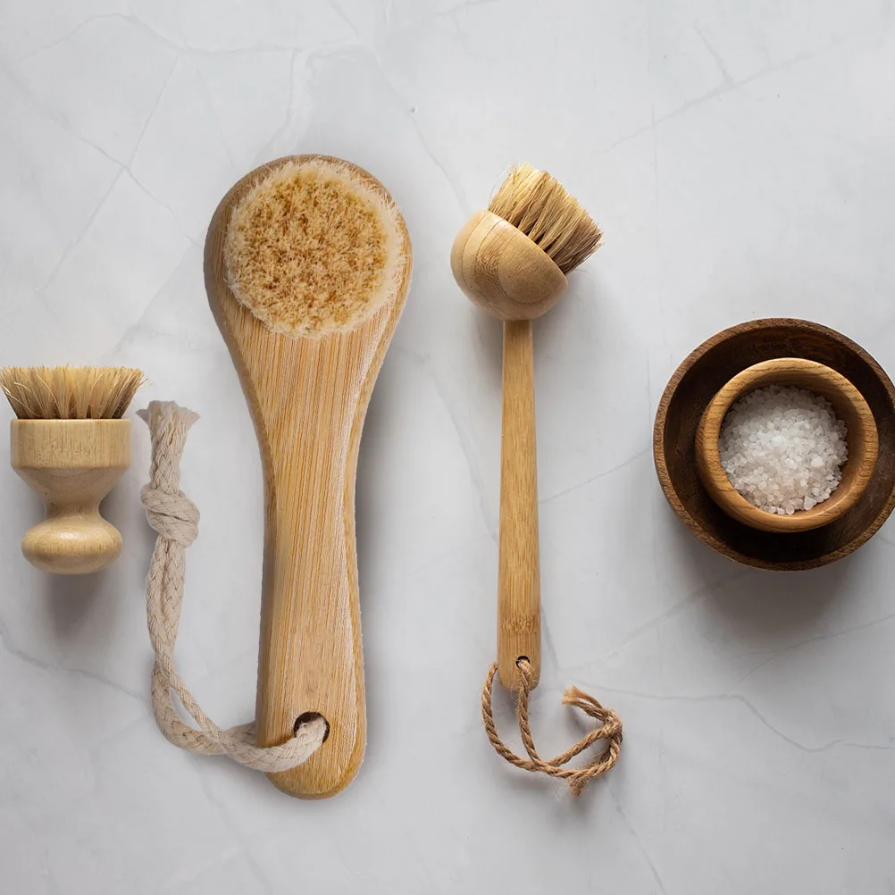 

Facial Cleansing Brush Bamboo Handle Horse Hair Manual Cleaning Brush For Women Home Use Travel Size Portable Pore Unclogger
