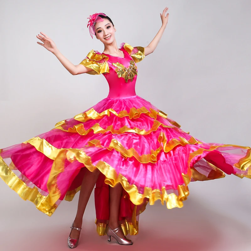 New Spanish Bullfight Dress Adult Female Opening Dance Performance Full-skirt National Dancing Big Swing Red Dress Costume H612