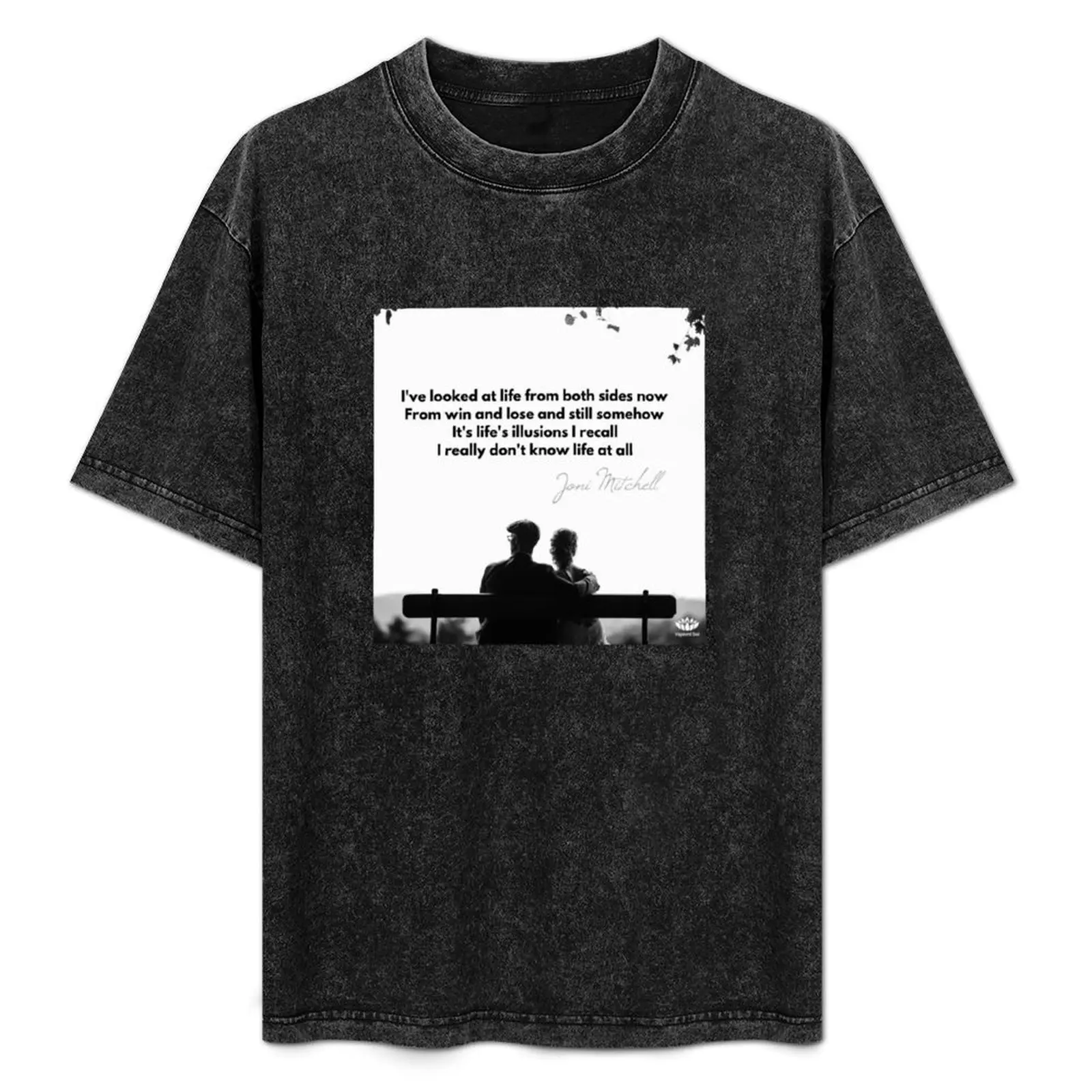 Camiseta com letras da música Both Sides Now, de Joni Mitchell, camiseta para trabalho de construção