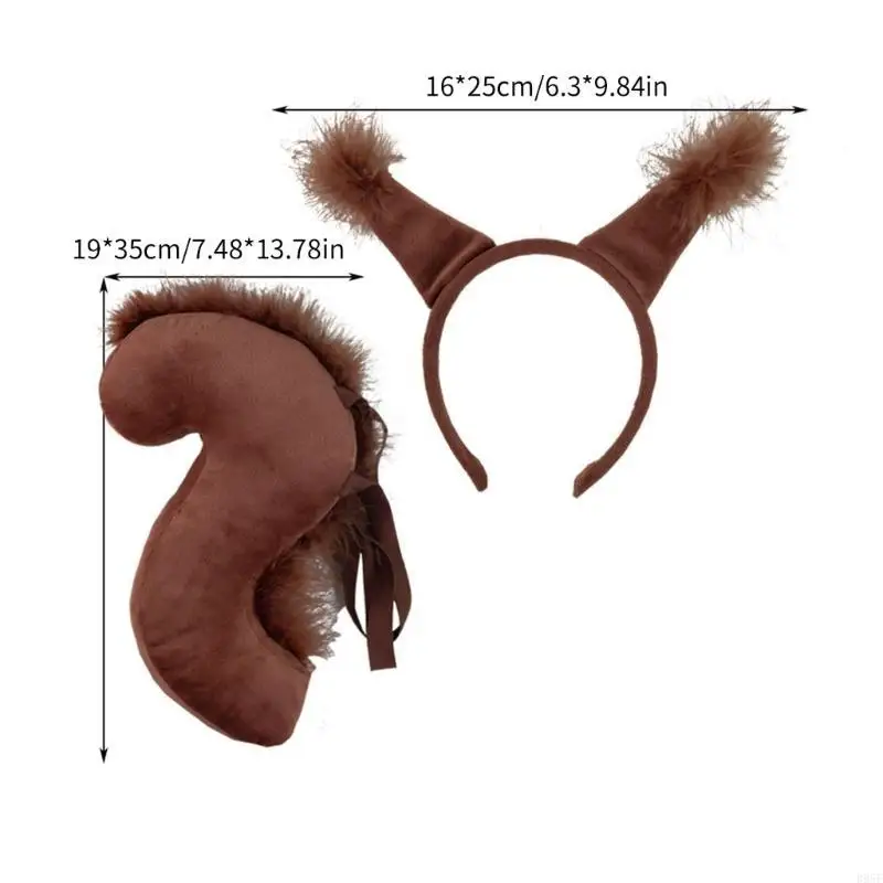 B95F Halloween-Eichhörnchen-Kostüm-Set für Kinder und Erwachsene, Tier-Cosplay-Kostüme, Eichhörnchen-Verkleidung, Stirnband und