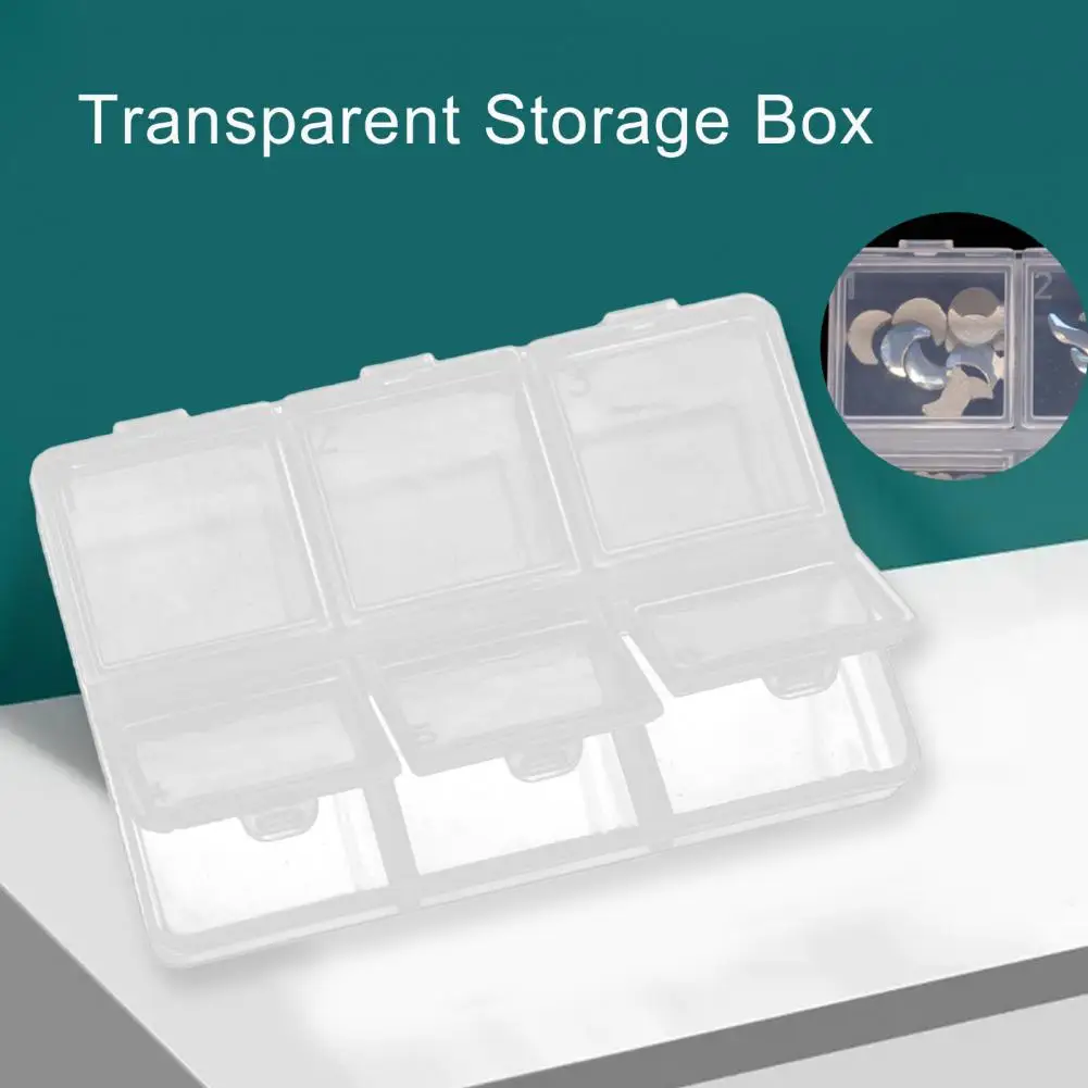 Jewelry Organizer Box Transparent Storage Box 6 Grids Storage Beads Bracelet Jewelry Boxes Nail Art Tip Storage Case