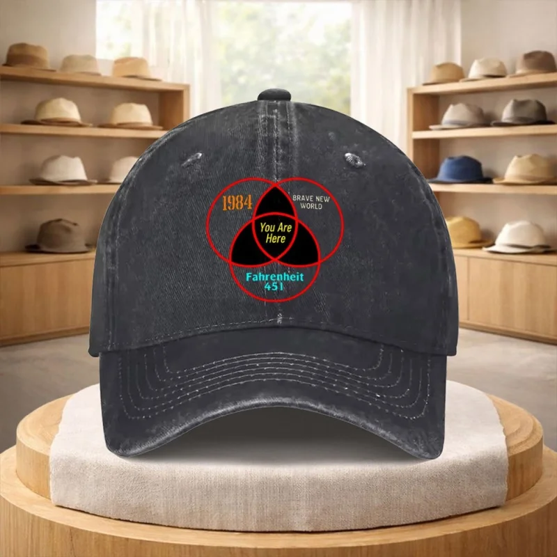 1984 Brave New World & Fahrenheit 451 Book Cap – Adjustable Vintage Baseball Hat for Book Lovers, Teachers, Graduation