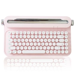 YUNZII B305 Wireless Typewriter Keyboard, Pastel Retro Aesthetic Keeb with Adjustable Stand, Bluetooth for Mac/Win/Android/iOS