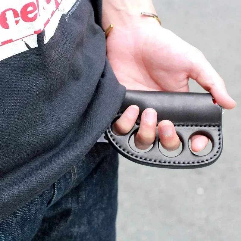 Outdoor Lighter Storage Leather Case with Defense Pepper Spray Bottle(NO WATER) Portable Multi-purpose Fighting Keychain