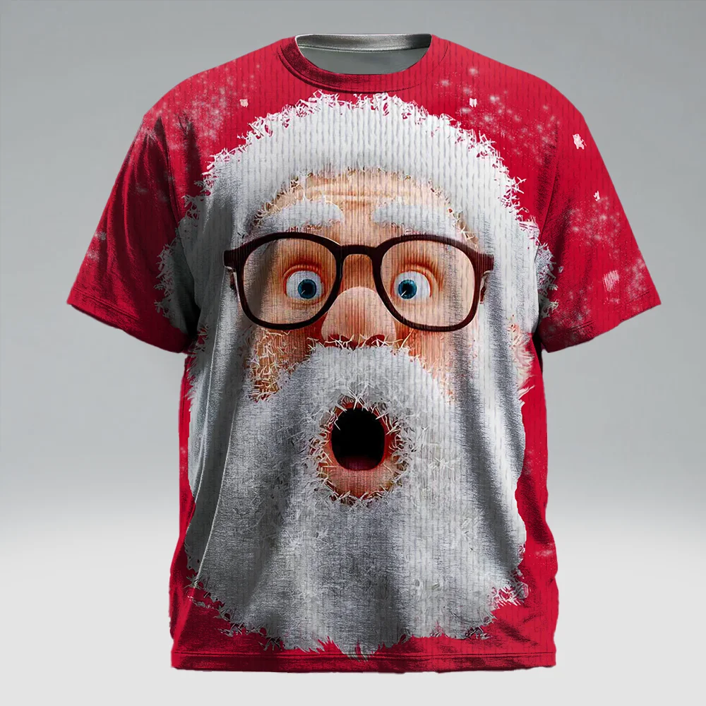 

S-9xl plus size Big & Tall Short Sleeve (Christmas Element)Stylish Red-Green Hues, Lightweight, Fits Guys for All-Day Comfort