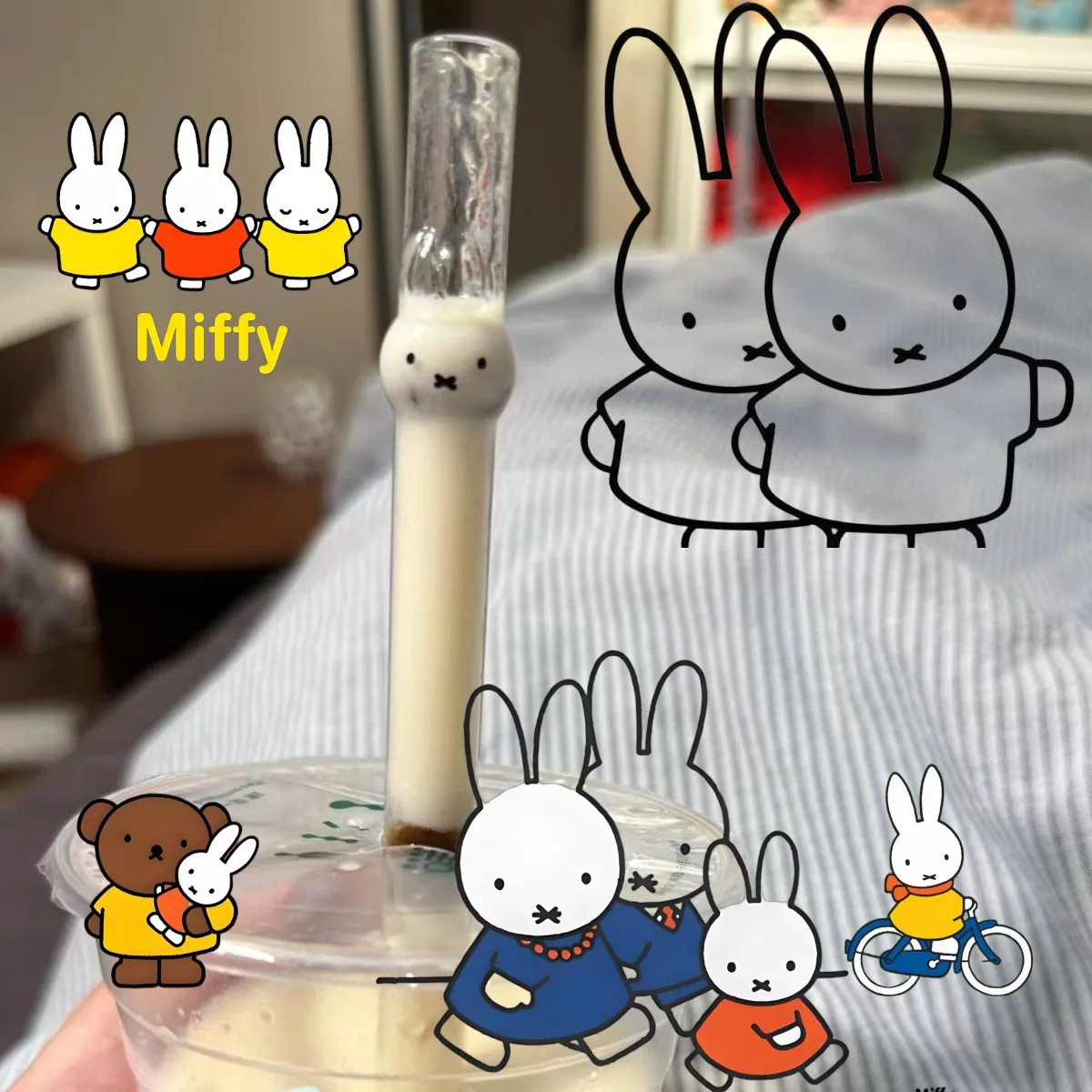 Pajita de Vidrio Kawaii Miffy Apariencia