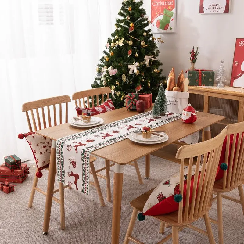 Modern Simple Polyester Fiber Digital Printing Christmas Table Flag Bed End Flag Placemat Tablecloth