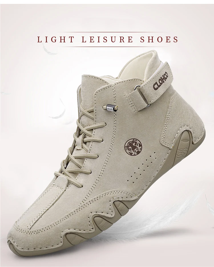 CLOHOO Lässige Stiefeletten für Herren, zum Schnüren, zum Gehen, leicht, bequem, für Motorrad, Outdoor, Winter, warme Modeschuhe – Detail 2
