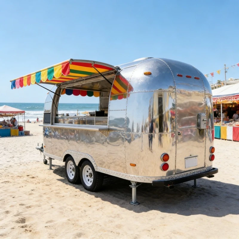4WD Food Trailer Fully Equipped Kitchen Mobile Commercial Catering Cart Street Vending Truck Fast Food Van Outdoor Business Cart view 4