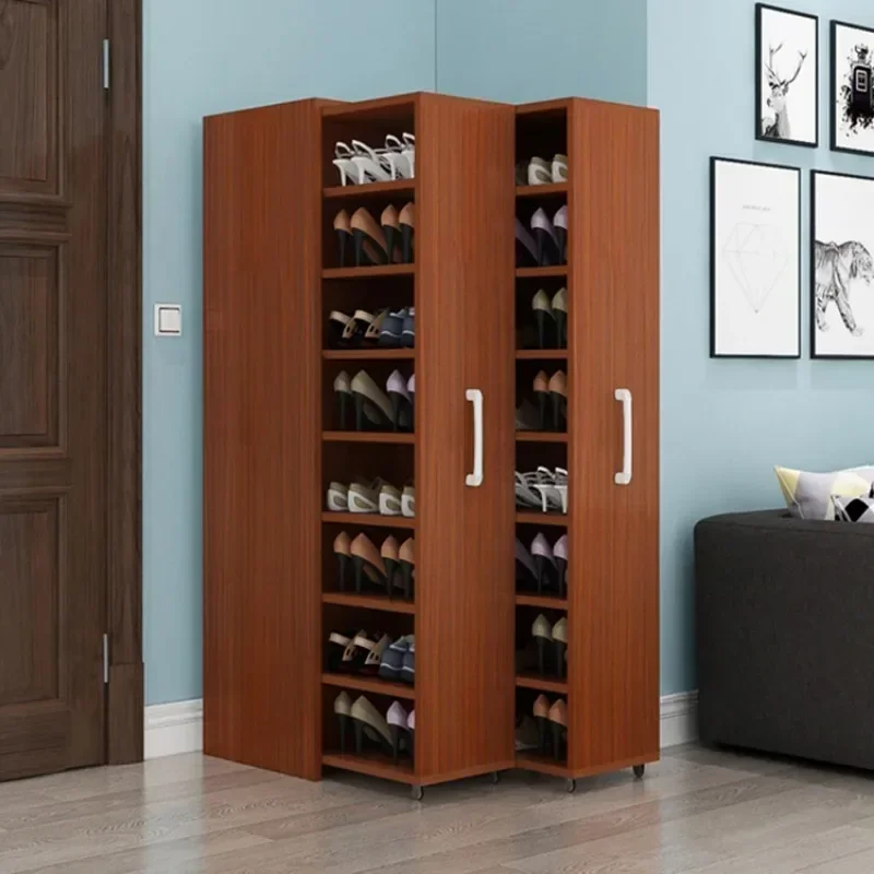 Lemari sepatu geser tahan debu, rak sepatu tarik samping roda kapasitas besar, laci penyimpanan jenis lemari penyimpanan jahitan di rumah entr