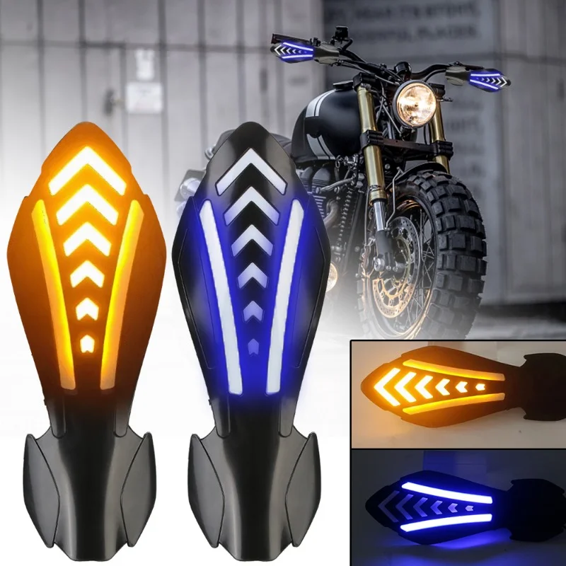 

With LED Flowing Turn Signals Motorcycle Handguards Windproof 2PCS Waterproof Motocross Handlebar Guards