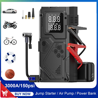 Car Jump Starter with Air Compressor 3000A Jump Starter with150PSI Air Pump Auto Tire Inflator, LED Light, for Cars