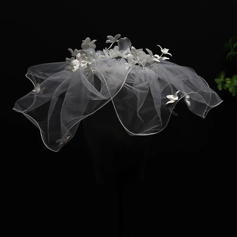

Retro Bride Headwear White Flower Veil Outdoor Travel Photoaphy Face Covering Head Accory Wedding Dr Photoaphy