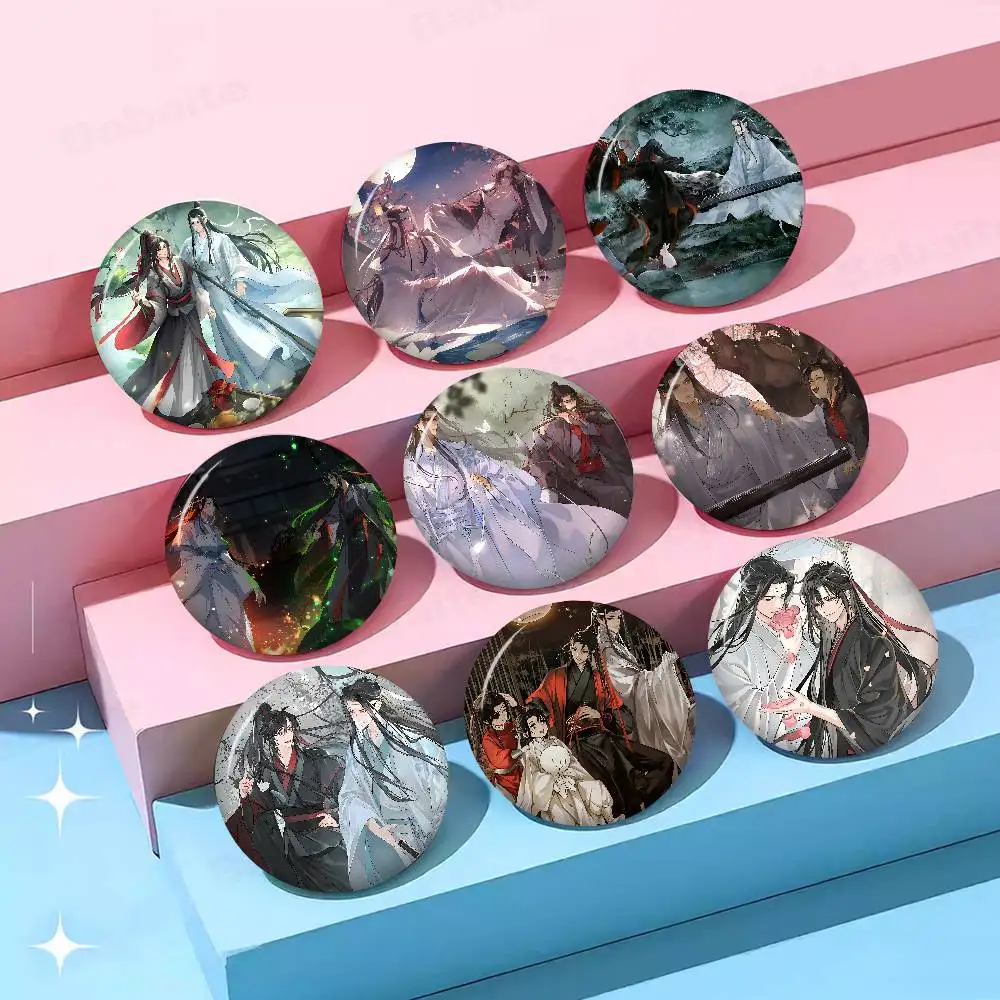 Anime Grandmaster Mo Dao Zu Shi Creative Pins Funny Faces Round Snap-in Brooch Badge Backpack Hat Accessories Jewelry Gifts