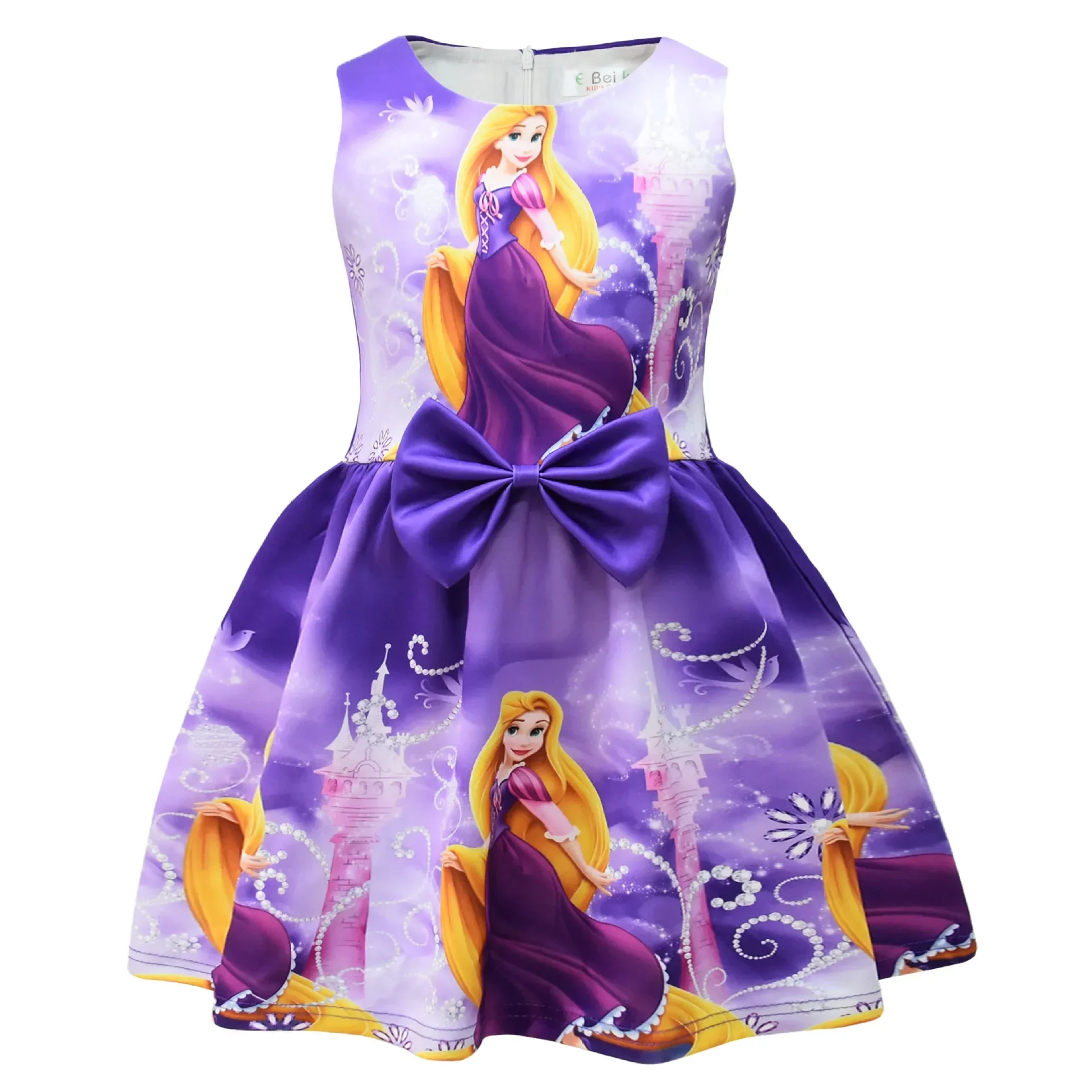 Camiseta de Disney, vestido para niñas, princesa sirena, Cenicienta, falda de princesa para niñas, vestido de princesa de Mickey Mouse sin mangas