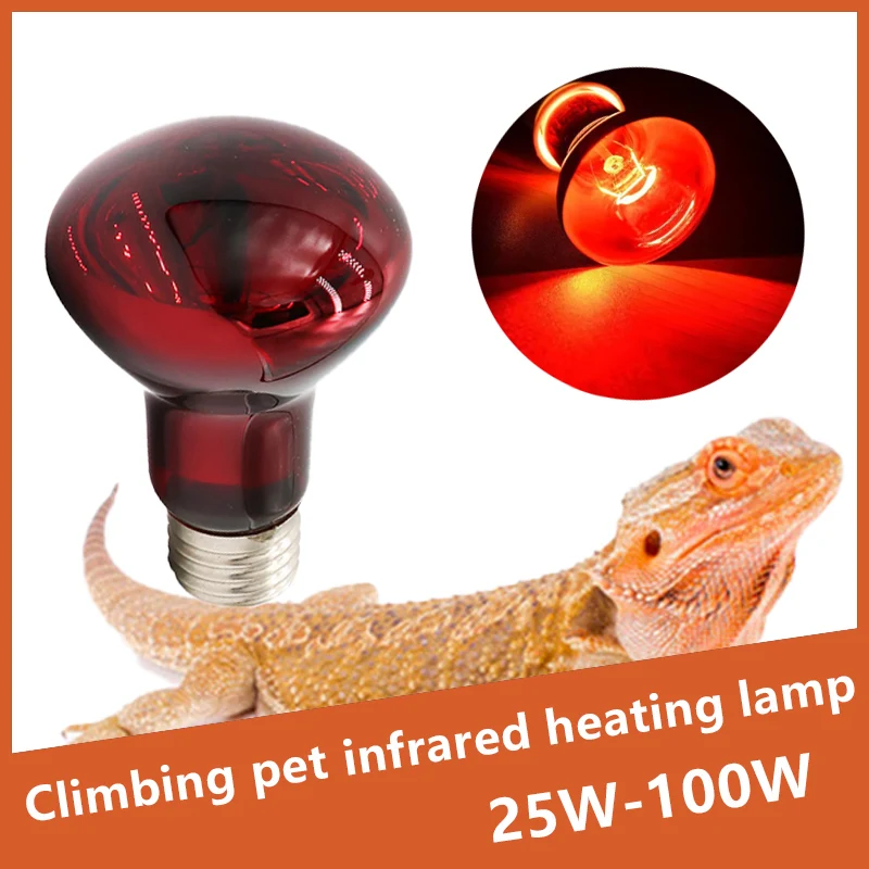 

220-240V E27 Reptile Heating Bulb 25/50/75/100W Infrared Insulation Heating For Plants Poultry Amphibians Pets Lizards Livestock