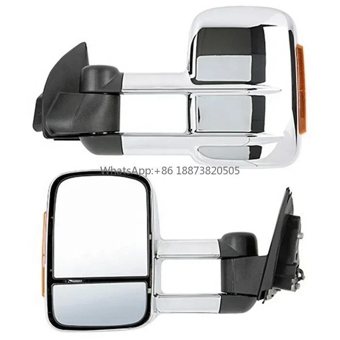 

SAN HIMA Black & Silver Long Foot Manual Extendable Towing Mirrors fit Toyota Land Cruiser 70-79 1984-2019