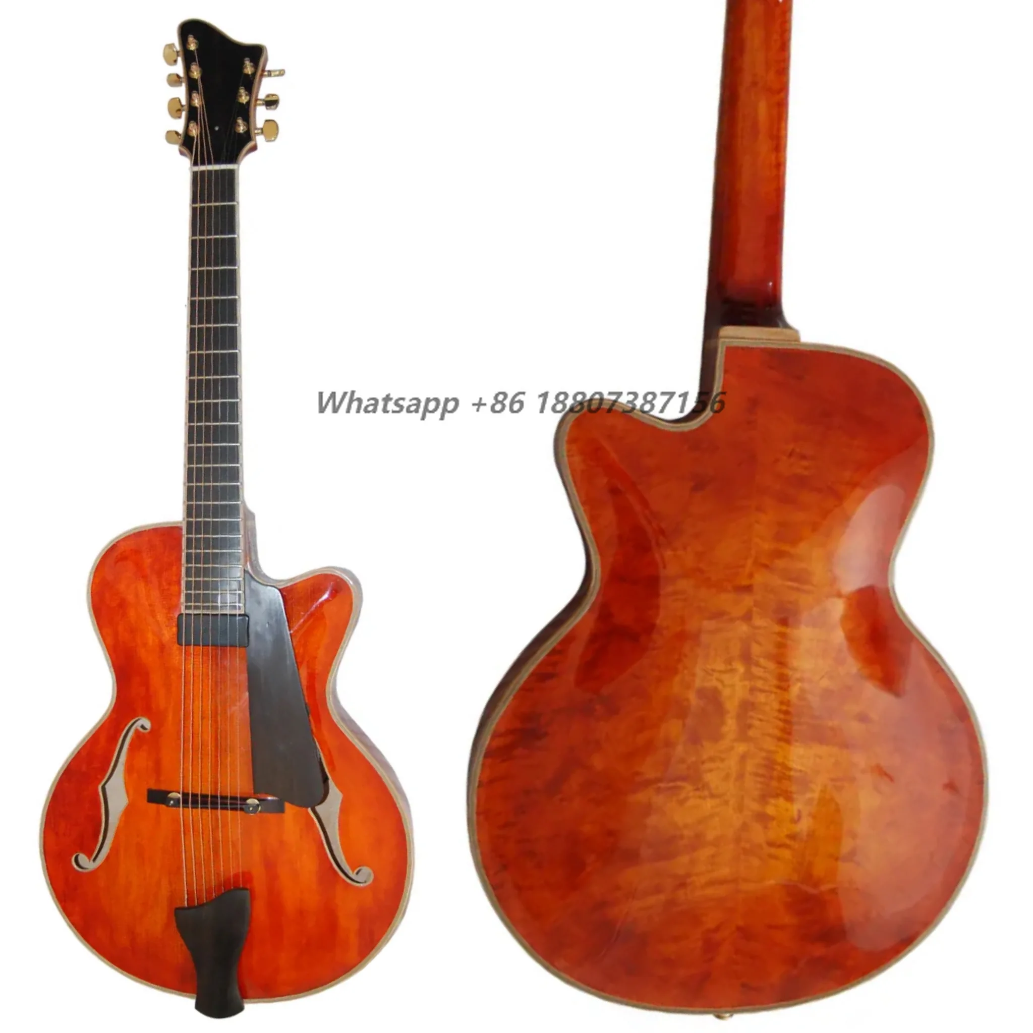 

17inch Custom 7 String Handcrafted Archtop Carved Solid Maple Hollow Body Yunzhi Archtop Jazz Guitar