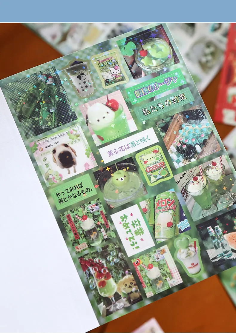 30 Blatt Glitzer-Stickerbuch mit ausgestanzten Motiven, Retro-Cartoon, dekoratives, handgemachtes Scrapbooking-Material, japanische Schreibwaren. – Detail 13