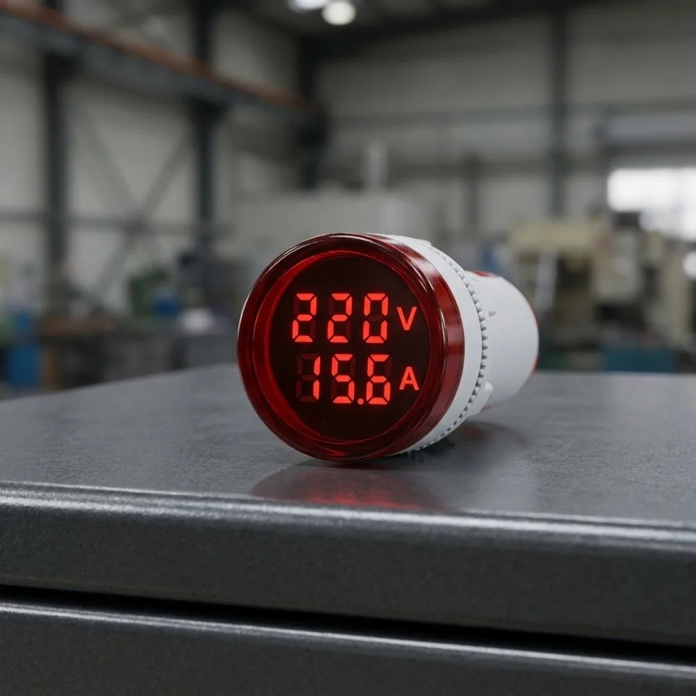 Digital Voltage and Current Meter for Mini Round LED Display Indicator with AC20-380V Input and 0-100A Measurement Range