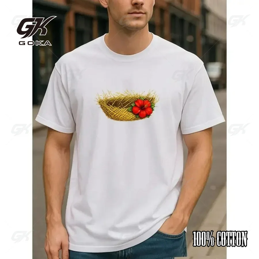 Flower Bird Nest Logo Natural Healing Breeze Breathable T-Shirt, Short-Sleeved Top, Men'S Apparel, Extremely Unisex Clothes