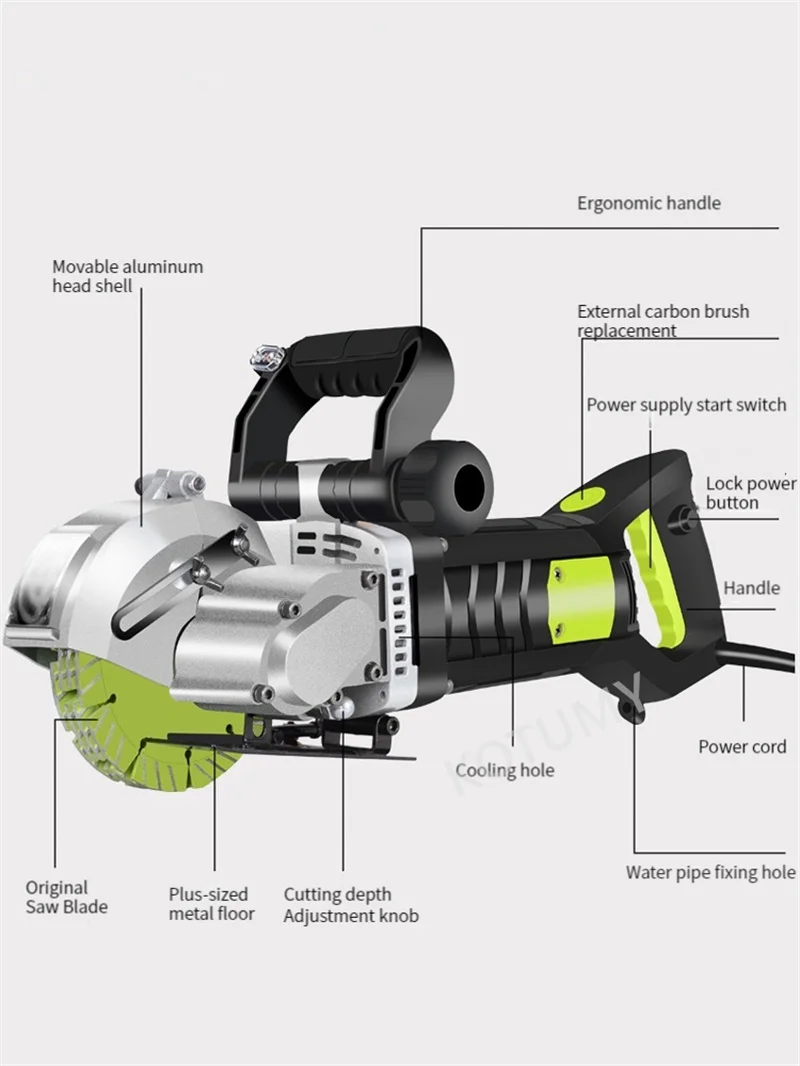 Laser Wall Slotting Machine 220V Electric Wall Chaser Groove Cutter Dustproof And Laser Steel Concrete Circular Saw 8980W