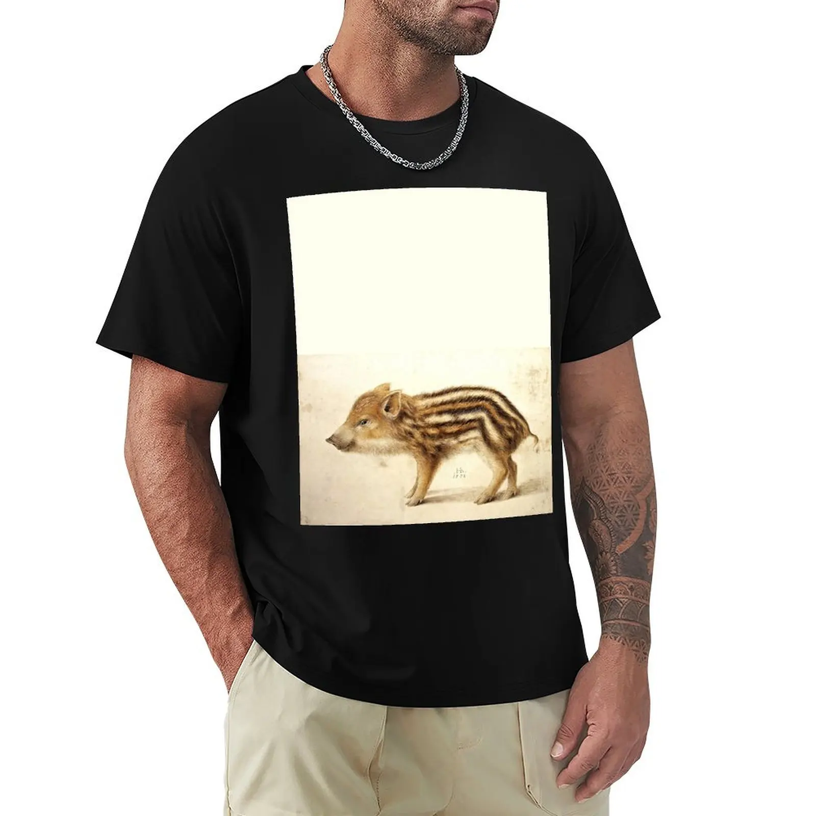 WILD BOAR PIGLET Watercolor Animal Drawings T-Shirt Lightweight Hiking T-Shirt