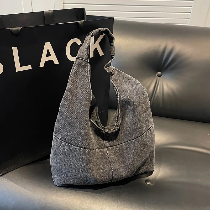 

2025 New Large Capacity Vintage Denim Tote Bag, Commuter Shoulder Crossbody Purse, Stylish Underarm Handheld Work Bag for Women