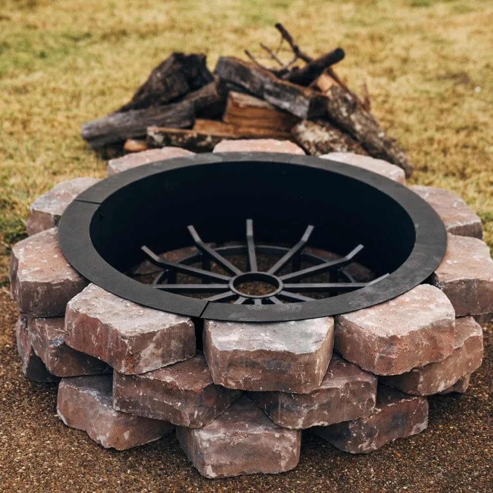 Ash & Ember 40 Wagon Wheel Fire Pit Grate، كفاءة عالية وشبكة الحطب لتقليل الدخان، مدفأة حرق الخشب شديدة التحمل #6
