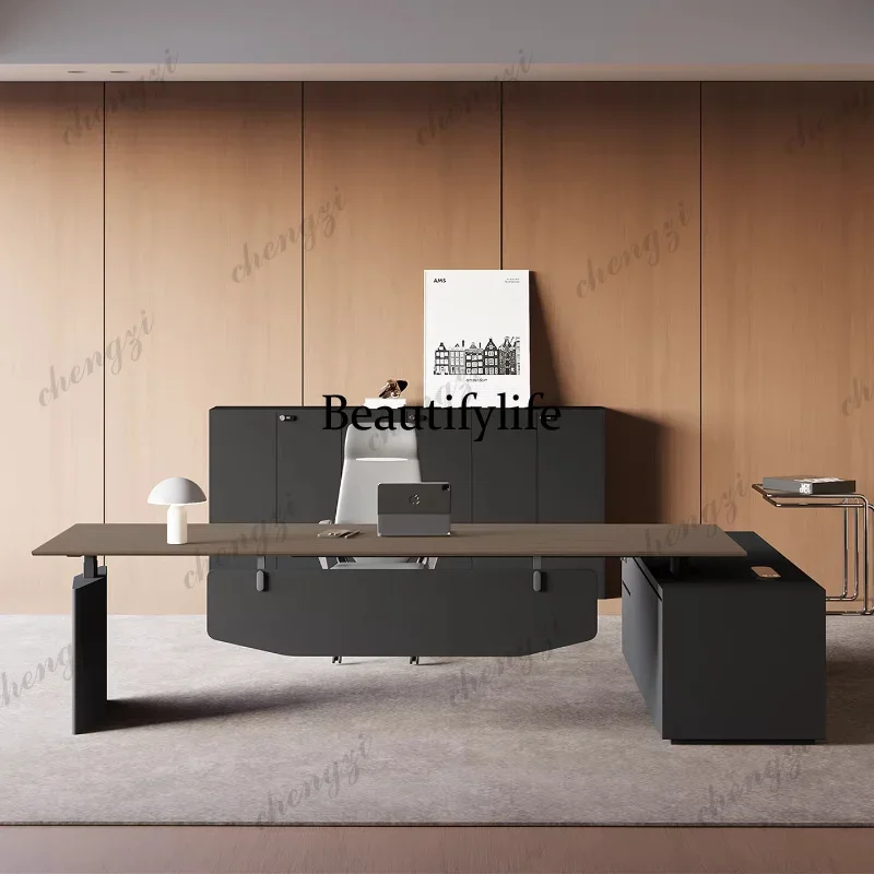 X188 Electric Height Adjustable Executive Desk Modern Minimalist CEO Office Desk Sit-Stand Manager Workstation for Home & Office