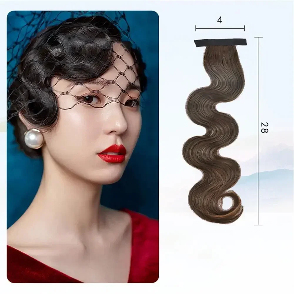 1PC Vintage Synthetic Cheongsam Wig Wavy Fake Bang Antique Curly Hairpiece Extension for Women Retro Headdress Styling Accessory