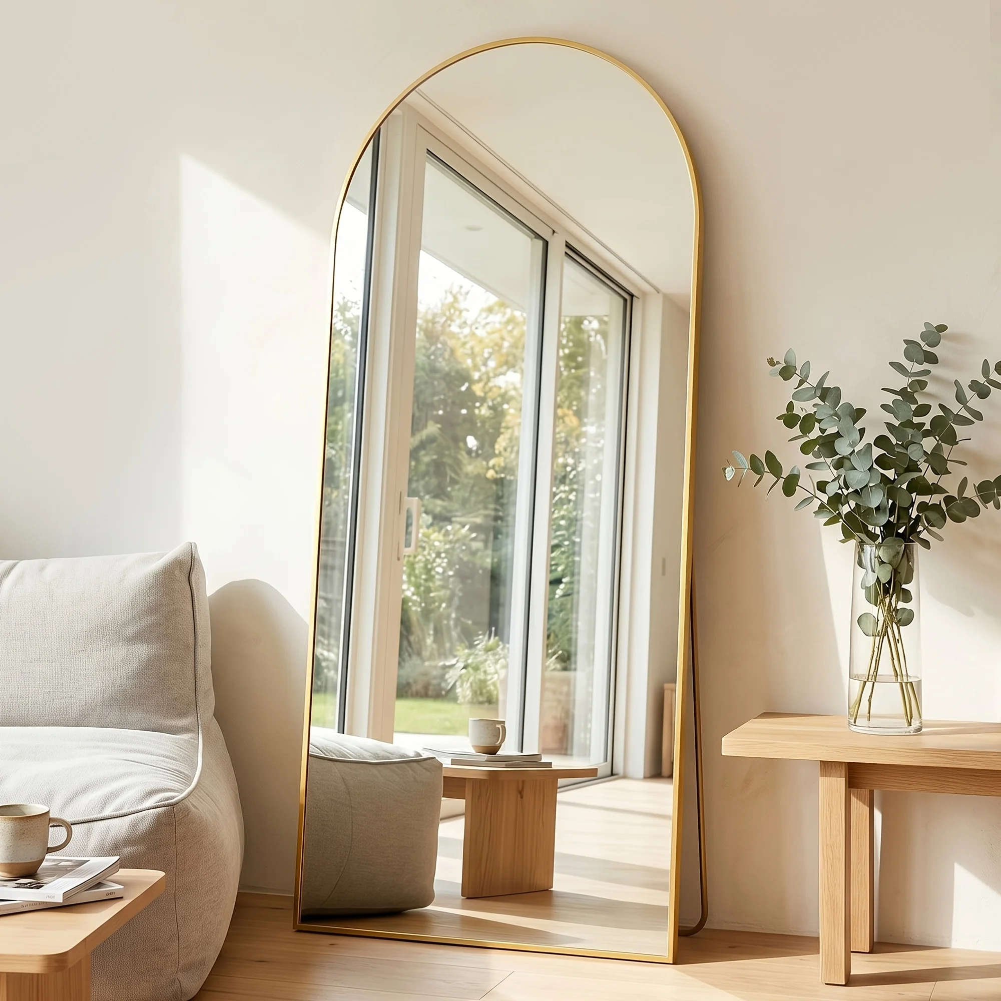 Homsion 68X26 Inch Arched Full - Arch Mirror Leaning 评论和价格