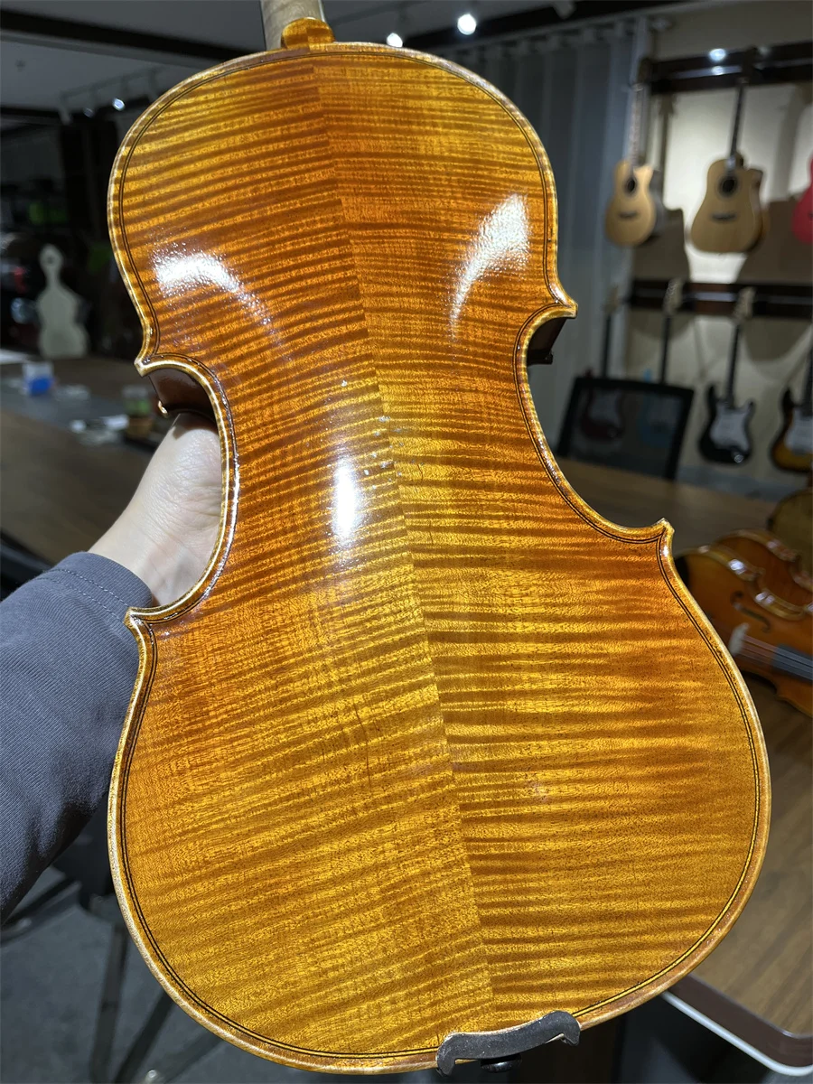 Video Available Highly Flamed Hand Made 4/4 Violin Cкрипка 4/4 كمان 바이올린  Musical Instrument Keman Free violin case 4/4 051502