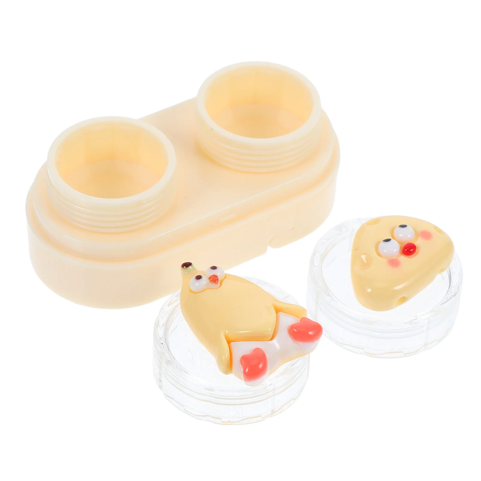 

Cartoon Contact Lenses Case Portable Drawer Style Cute Plastic Box Travel Work Study Organizer Tweezers Included