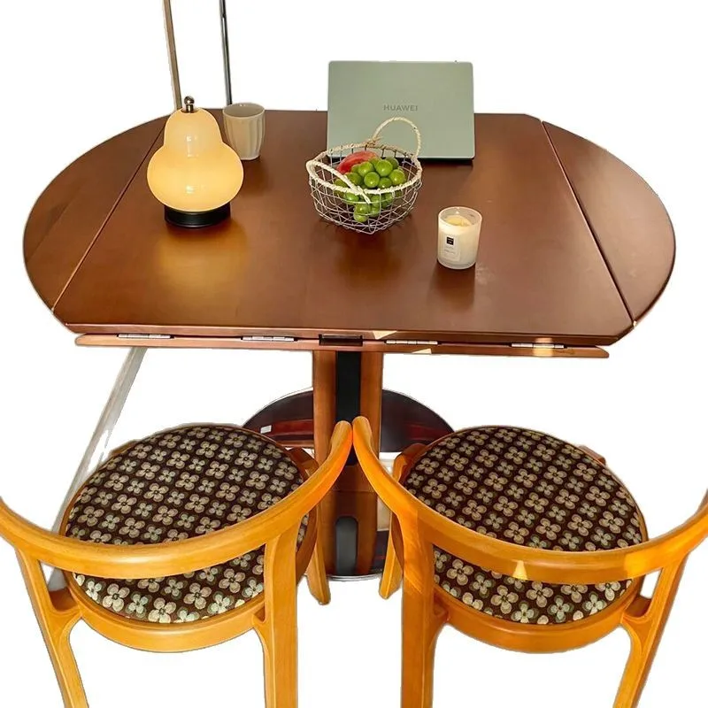 

Medieval foldable round small apartment square and round dual-purpose stainless steel dining table