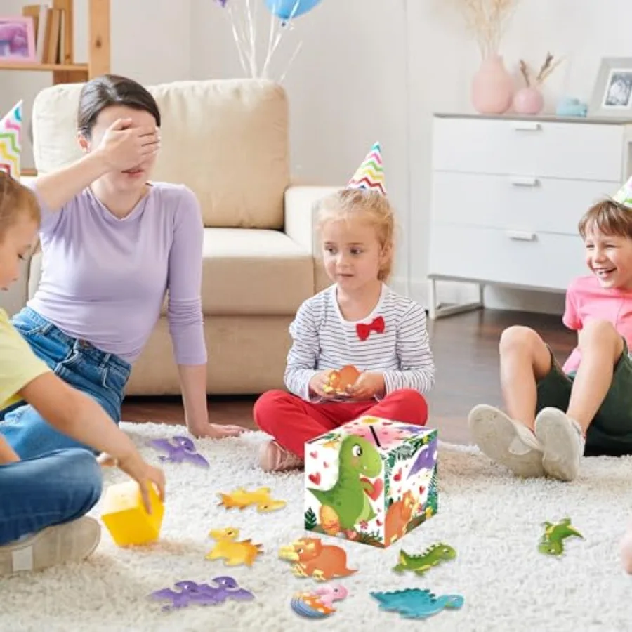 صندوق عيد الحب مقاس 7.8 × 7.8 بوصة مع 36 قطعة من بطاقات الديناصورات مثالية لصندوق بريد عيد الحب في المدارس والفصول الدراسية #6