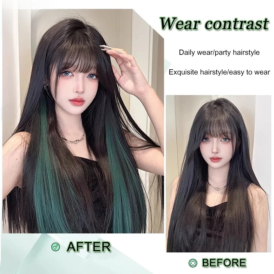 2 قطعة/الحزمة الاصطناعية الملونة الطرف يسلط الضوء على وصلات شعر بمشبك للفتيات 22 بوصة متعدد الألوان مستقيم الشعر الاصطناعية Ha